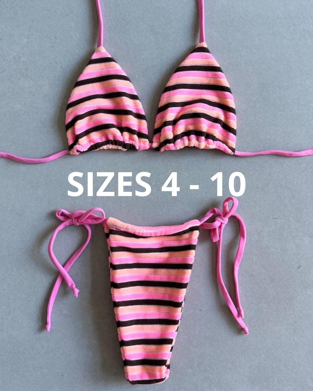 TEXTURED STRIPE STRING TIE TRIANGLE SET