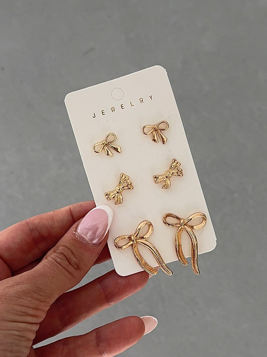 3x Pack Bow Earrings
