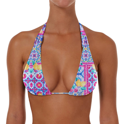 Ruched String Tie Halter Top
