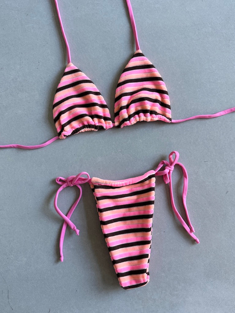 Triangle Shaped String Textured Stripe String Tie Triangle Set – vincija-swim